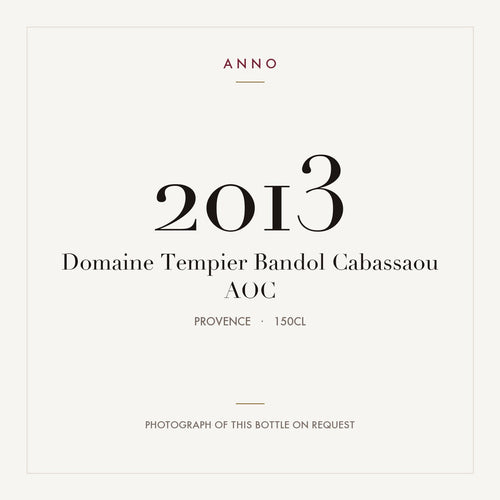 Domaine Tempier Bandol Cabassaou 2013 AOC 1,5l, 普羅旺斯 — ANNO 年份卡;實際酒瓶照片可應要求提供