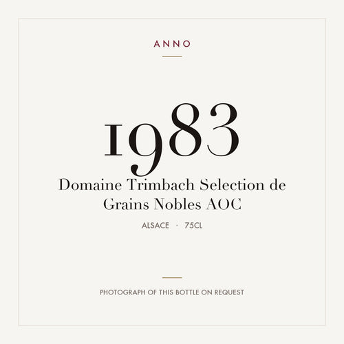 Domaine Trimbach Selection de Grains Nobles 1983 AOC 0,75l from Alsace — ANNO vintage card; photograph of the actual bottle available on request