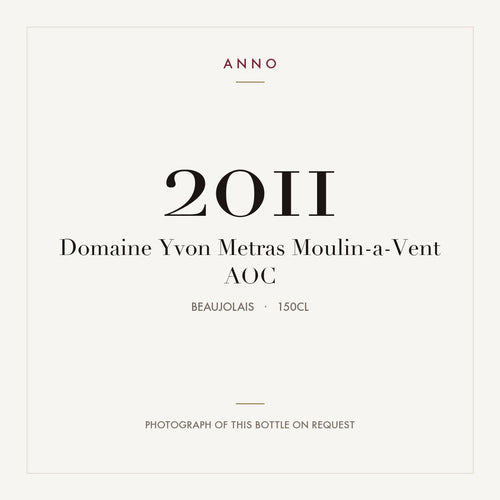 Domaine Yvon Metras Moulin-a-Vent 2011 AOC 1,5l, Beaujolais — ANNO-Jahrgangskarte; Foto der tatsächlichen Flasche auf Anfrage