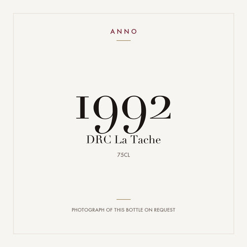 Domaine de la Romanee-Conti La Tache Grand Cru 1992 AOC 0,75l — card dell'annata ANNO; foto della bottiglia reale disponibile su richiesta