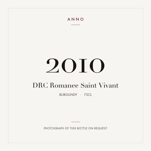 DRC Romanee Saint Vivant 2010 0,75l — card dell'annata ANNO; foto della bottiglia reale disponibile su richiesta
