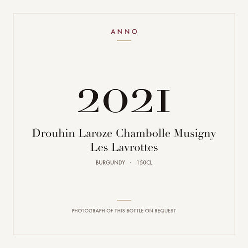 Drouhin Laroze Chambolle Musigny Les Lavrottes 2021 1,5l — cartão de colheita ANNO; fotografia da garrafa real disponível a pedido