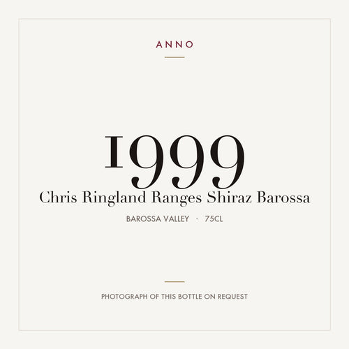 Chris Ringland Ranges Shiraz Barossa 1999 0,75l from Barossa Valley — ANNO vintage card; photograph of the actual bottle available on request