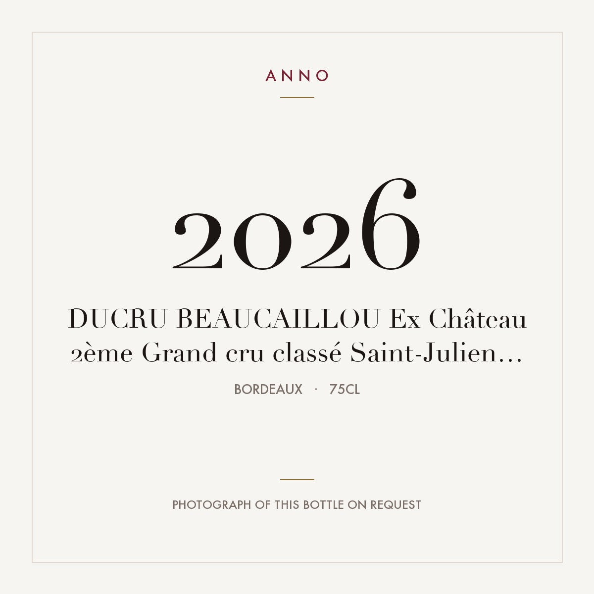 Chateau Ducru-Beaucaillou Saint-Julien 2009 AOC 0,75l — ANNO vintage card; photograph of the actual bottle available on request