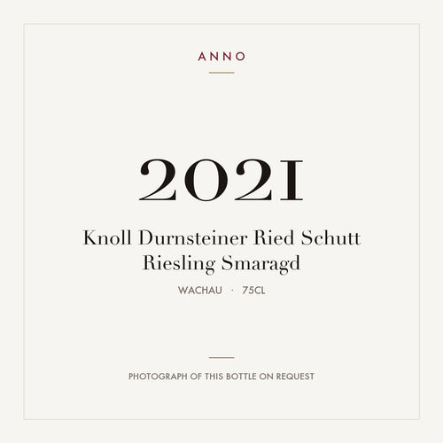 Knoll Durnsteiner Ried Schutt Riesling Smaragd 2021 0,75l from Wachau — ANNO vintage card; photograph of the actual bottle available on request