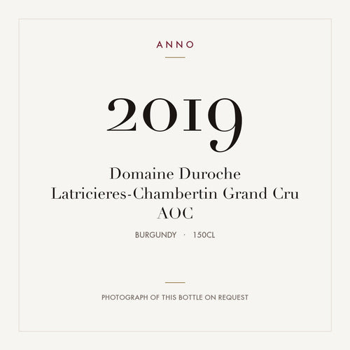Domaine Duroche Latricieres-Chambertin Grand Cru 2019 AOC 1,5l, Borgoña — tarjeta de añada ANNO; foto de la botella real disponible bajo petición