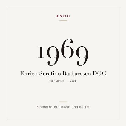 Enrico Serafino Barbaresco 1969 DOC 0,72l, ピエモンテ — ANNOヴィンテージカード。実際のボトルの写真はご要望に応じてご用意します