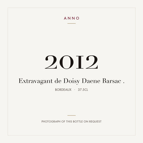 Chateau Doisy-Daene Extravagant de Doisy-Daene Barsac 2012 AOC 0,375l — ANNO vintage card; photograph of the actual bottle available on request