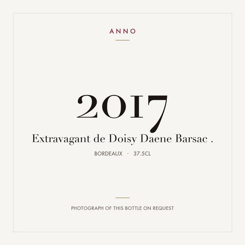 Chateau Doisy-Daene Extravagant de Doisy-Daene Barsac 2017 AOC 0,375l — ANNO vintage card; photograph of the actual bottle available on request