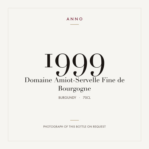 Domaine Amiot-Servelle Fine de Bourgogne 1999 0,7l from Burgundy — ANNO vintage card; photograph of the actual bottle available on request