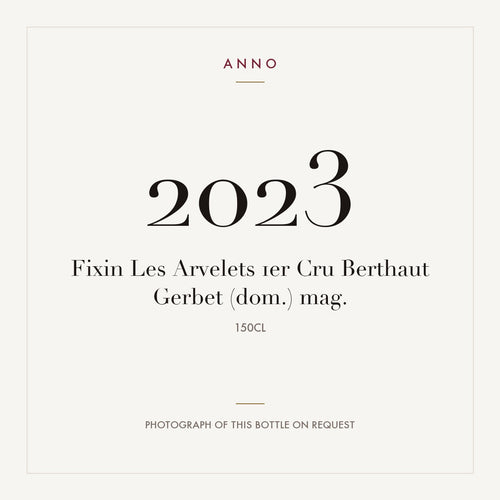 Domaine Berthaut-Gerbet Fixin Premier Cru Les Arvelets 2023 AOC 1,5l — ANNO-jaargangkaart; foto van de echte fles op aanvraag