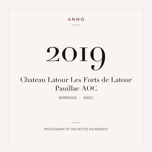Chateau Latour Les Forts de Latour Pauillac 2019 AOC 6l, Bordeaux — ANNO-jaargangkaart; foto van de echte fles op aanvraag