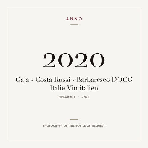 Gaja Barbaresco Costa Russi 2020 DOCG 0,75l — ANNO vintage card; photograph of the actual bottle available on request