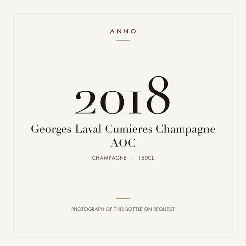 Georges Laval Cumieres Champagne 2018 AOC 1,5l, Champagne — ANNO-årgangskort; foto af den faktiske flaske på forespørgsel