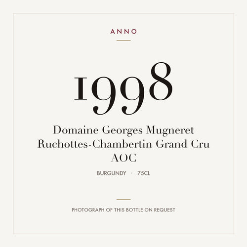 Domaine Georges Mugneret Ruchottes-Chambertin Grand Cru 1998 AOC 0,75l, Bourgogne — ANNO-årgangskort; foto af den faktiske flaske på forespørgsel