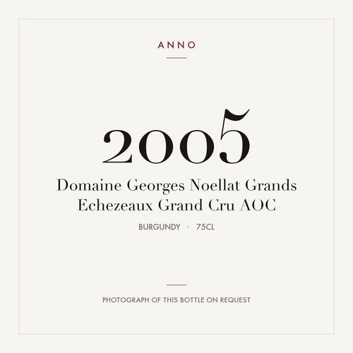 Domaine Georges Noellat Grands Echezeaux Grand Cru 2005 AOC 0,75l, Borgonha — cartão de colheita ANNO; fotografia da garrafa real disponível a pedido