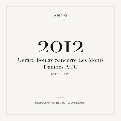 Gerard Boulay Sancerre Les Monts Damnes 2012 AOC 0,75l, Loire — carte millésime ANNO ; photo de la bouteille réelle disponible sur demande