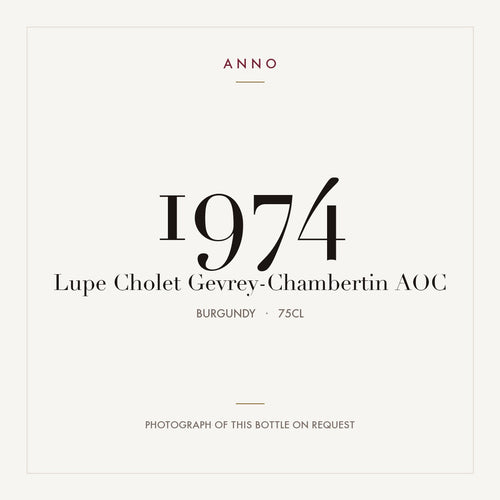 Lupe Cholet Gevrey-Chambertin 1974 AOC 0,75l from Burgundy — ANNO vintage card; photograph of the actual bottle available on request