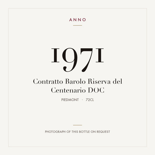 Contratto Barolo Riserva del Centenario 1971 DOC 0,72l, 皮耶蒙特 — ANNO 年份卡;實際酒瓶照片可應要求提供