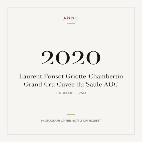 Laurent Ponsot Griotte-Chambertin Grand Cru Cuvee du Saule 2020 AOC 0,75l from Burgundy — ANNO vintage card; photograph of the actual bottle available on request