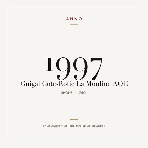 Guigal Cote-Rotie La Mouline 1997 AOC 0,75l from Rhône — ANNO vintage card; photograph of the actual bottle available on request