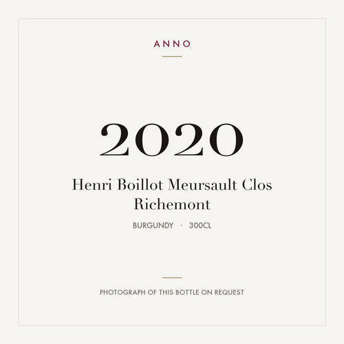 Henri Boillot Meursault Clos Richemont 2020 3l — карточка урожая ANNO; фото настоящей бутылки по запросу