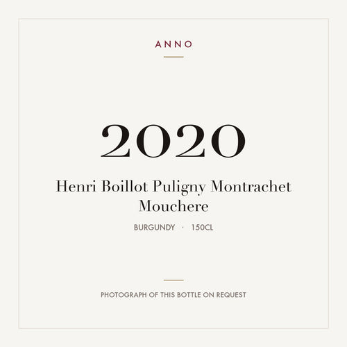 Henri Boillot Puligny Montrachet Mouchere 2020 1,5l — carte millésime ANNO ; photo de la bouteille réelle disponible sur demande