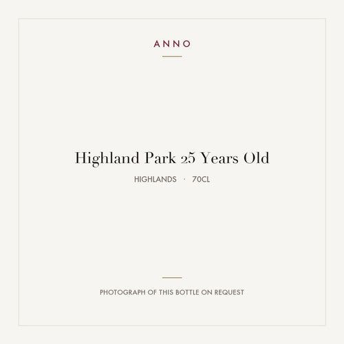 Highland Park 25 Years Old 2019 0,7l from Highlands — ANNO vintage card; photograph of the actual bottle available on request