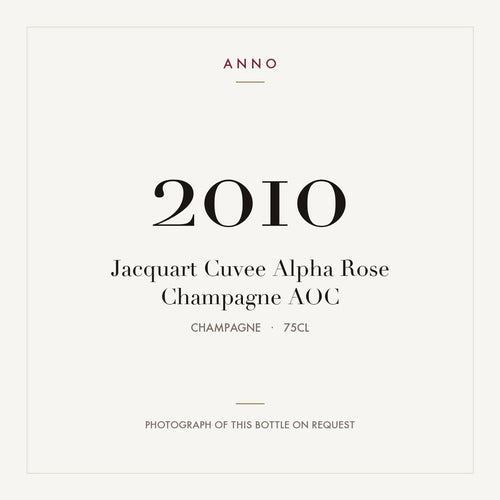Jacquart Cuvee Alpha Rose Champagne 2010 AOC 0,75l from Champagne — ANNO vintage card; photograph of the actual bottle available on request