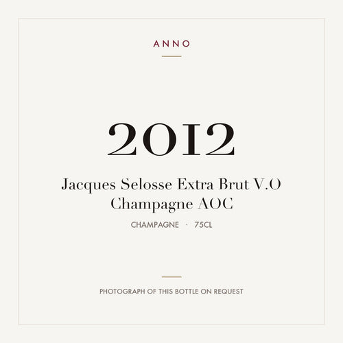 Jacques Selosse Extra Brut V.O Champagne 2012 AOC 0,75l from Champagne — ANNO vintage card; photograph of the actual bottle available on request