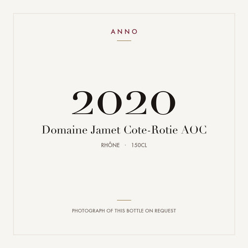 Domaine Jamet Cote-Rotie 2020 AOC 1,5l, Rhône — carte millésime ANNO ; photo de la bouteille réelle disponible sur demande