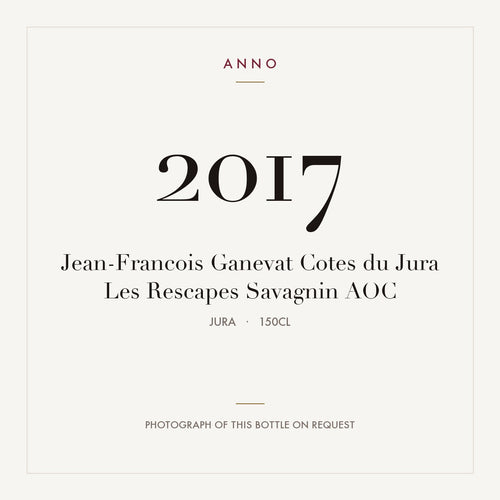 Jean-Francois Ganevat Cotes du Jura Les Rescapes Savagnin 2017 AOC 1,5l, Jura — ANNO-Jahrgangskarte; Foto der tatsächlichen Flasche auf Anfrage