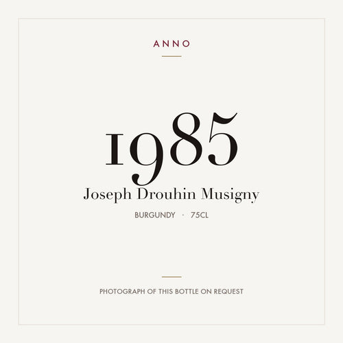 Joseph Drouhin Musigny Grand Cru 1985 AOC 0,75l — card dell'annata ANNO; foto della bottiglia reale disponibile su richiesta