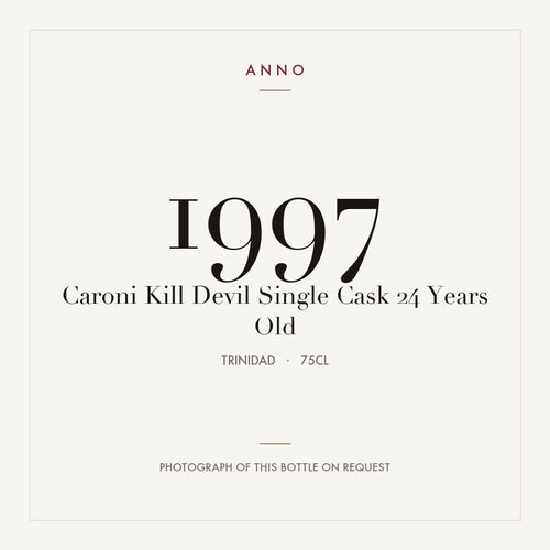 Caroni Kill Devil Single Cask 24 Years Old 1997 0,75l from Trinidad — ANNO vintage card; photograph of the actual bottle available on request