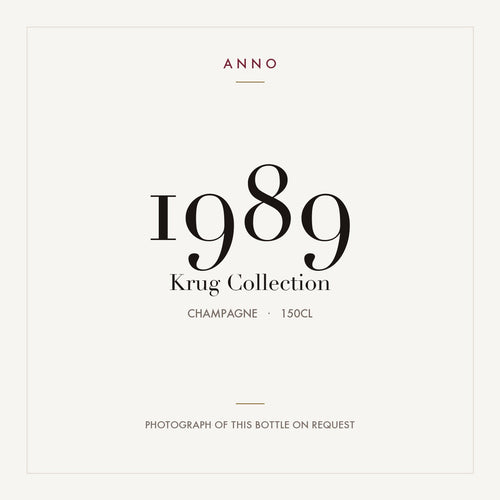 Krug Collection 1989 1,5l — ANNO-årgangskort; foto af den faktiske flaske på forespørgsel