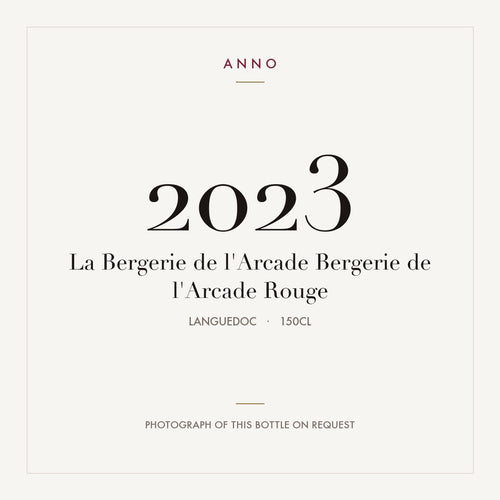 La Bergerie de l'Arcade Bergerie de l'Arcade Rouge 2023 1,5l, Languedoc — ANNO-jaargangkaart; foto van de echte fles op aanvraag