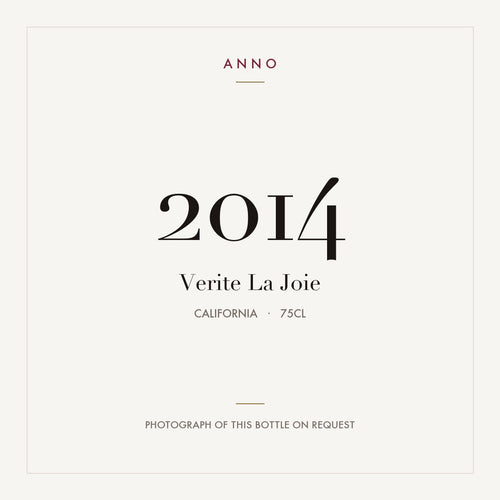 Verite La Joie 2014 0,75l from California — ANNO vintage card; photograph of the actual bottle available on request