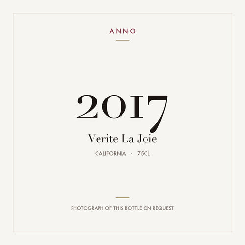 Verite La Joie 2017 0,75l from California — ANNO vintage card; photograph of the actual bottle available on request