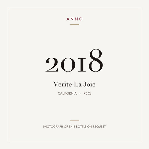 Verite La Joie 2018 0,75l from California — ANNO vintage card; photograph of the actual bottle available on request