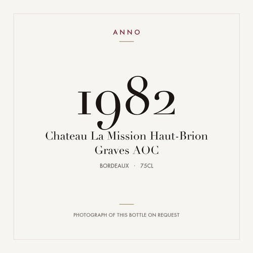 Chateau La Mission Haut-Brion Graves 1982 AOC 0,75l from Bordeaux — ANNO vintage card; photograph of the actual bottle available on request