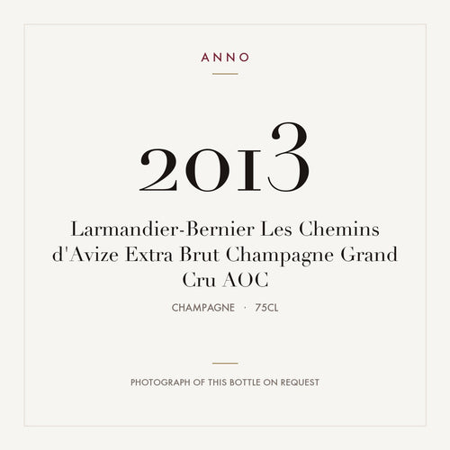 Larmandier-Bernier Les Chemins d'Avize Extra Brut Champagne Grand Cru 2013 AOC 0,75l from Champagne — ANNO vintage card; photograph of the actual bottle available on request