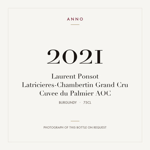 Laurent Ponsot Latricieres-Chambertin Grand Cru Cuvee du Palmier 2021 AOC 0,75l from Burgundy — ANNO vintage card; photograph of the actual bottle available on request