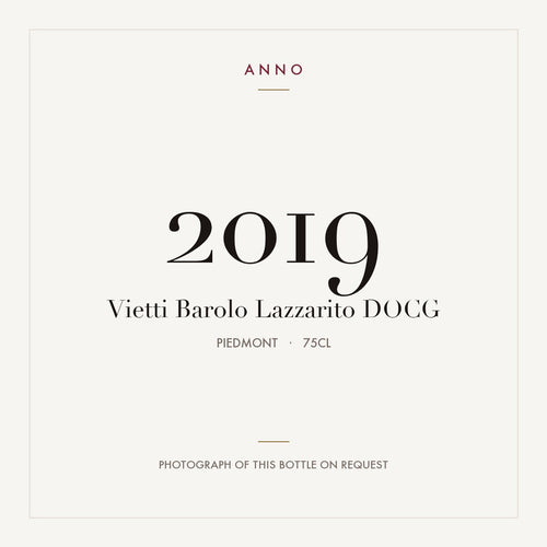 Vietti Barolo Lazzarito 2019 DOCG 0,75l from Piedmont — ANNO vintage card; photograph of the actual bottle available on request