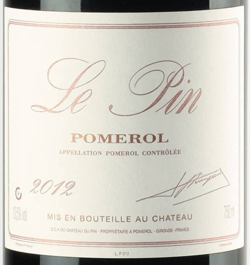 Le Pin Pomerol 2012 AOC 0,75l — etichetta del vino