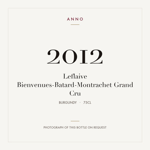 Leflaive Bienvenues-Batard-Montrachet Grand Cru 2012 0,75l from Burgundy — ANNO vintage card; photograph of the actual bottle available on request
