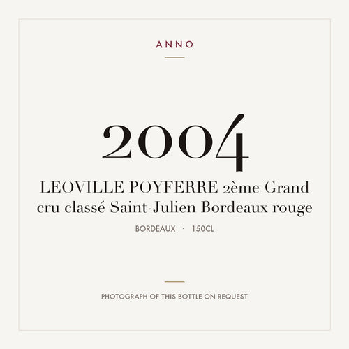 Chateau Leoville Poyferre Saint-Julien 2004 AOC 1,5l — ANNO 年份卡;實際酒瓶照片可應要求提供