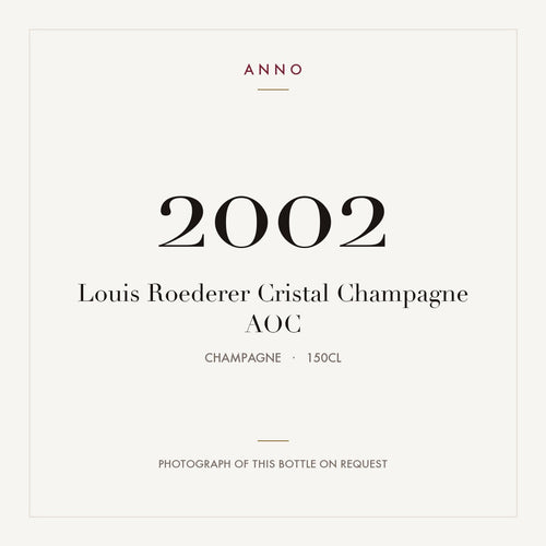 Louis Roederer Cristal Champagne 2002 AOC 1,5l from Champagne — ANNO vintage card; photograph of the actual bottle available on request