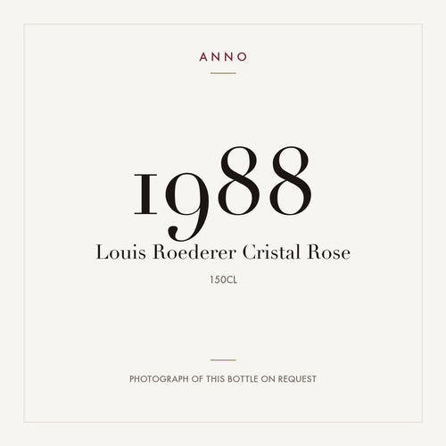 Louis Roederer Cristal Rose Champagne 1988 AOC 1,5l — ANNO-årgangskort; foto af den faktiske flaske på forespørgsel