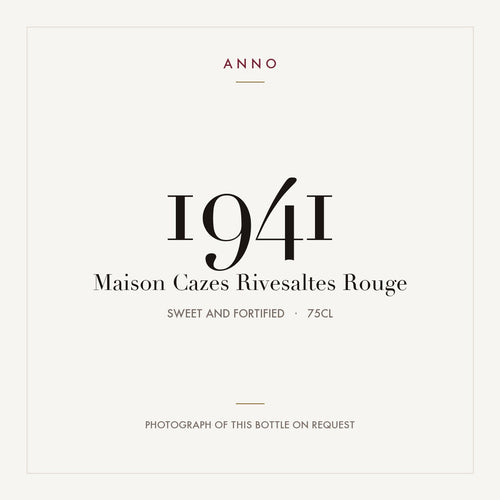 Maison Cazes Rivesaltes Rouge 1941 AOC 0,75l — ANNO vintage card; photograph of the actual bottle available on request