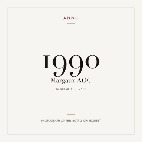 Margaux 1990 AOC 0,75l from Bordeaux — ANNO vintage card; photograph of the actual bottle available on request